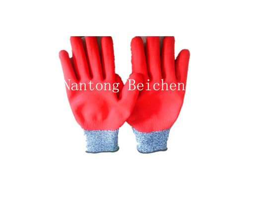 Red Nitrile Cut Resistant Glove Sandy 13Gauge with Jonnyma Dip Palm