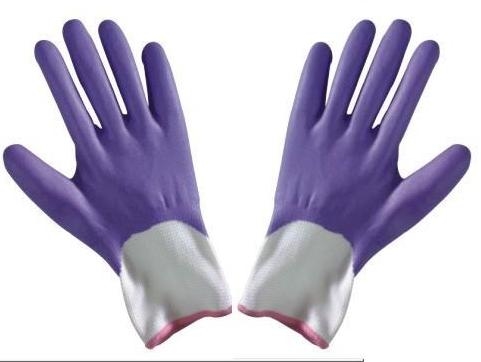 M personnalisé Durable mousse Nitrile Purple fini enduit main protection gants de travail